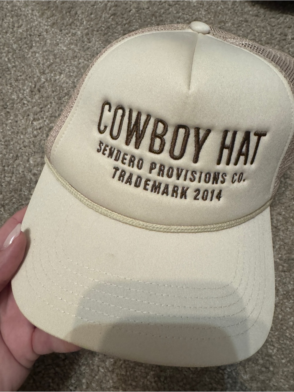 Sendero Provisions 'Cowboy Hat' Trucker Cap - Cream